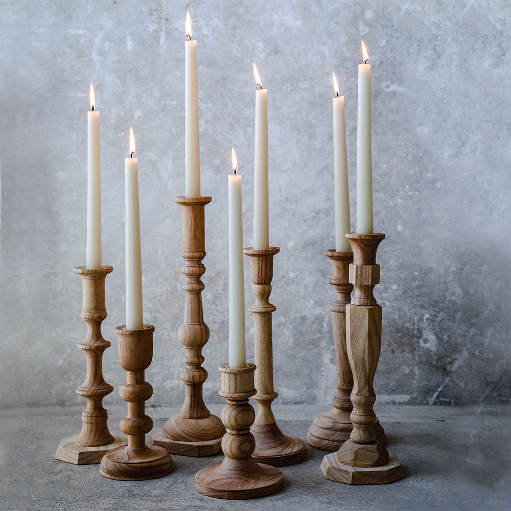 Aglow Wooden Candlesticks –