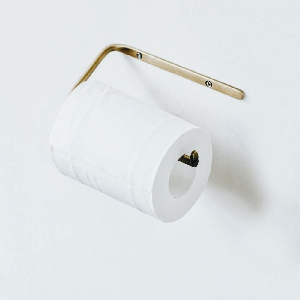 Modern Fluted Brushed Brass Wall-Mounted Toilet Paper Holder + Reviews