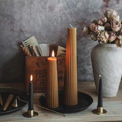 Beeswax Fluted Pillar Candle - Grand