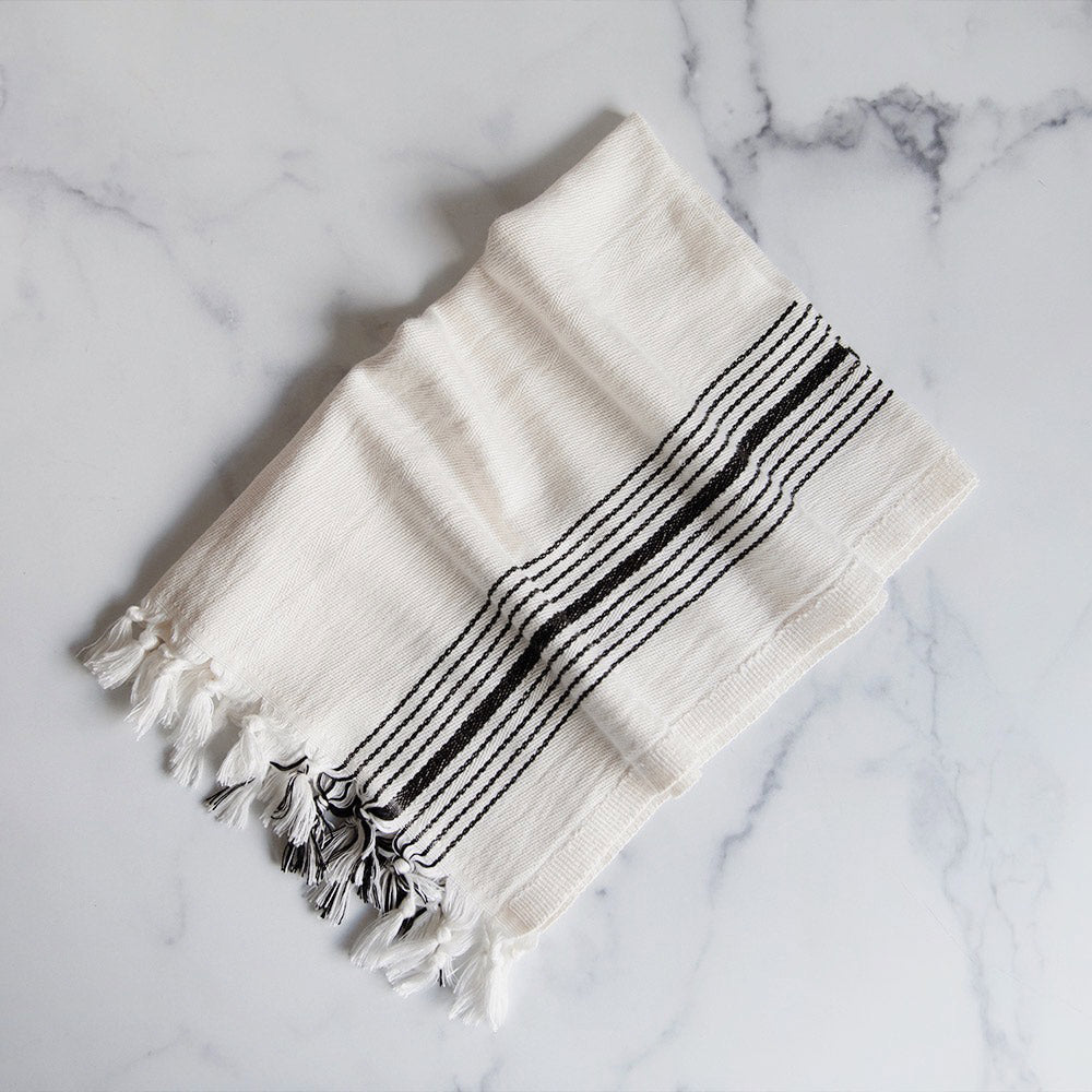 Handwoven Turkish Hand Towel - Black Stripe