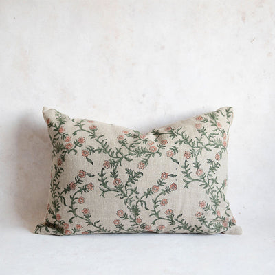 Linen Hand Block-Printed Pillow Cover No. 0226