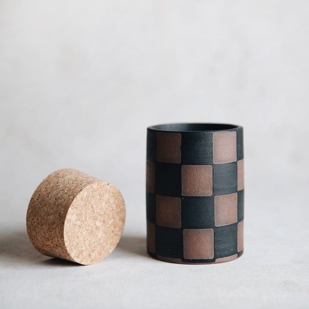 Ceramic Checkered Jar