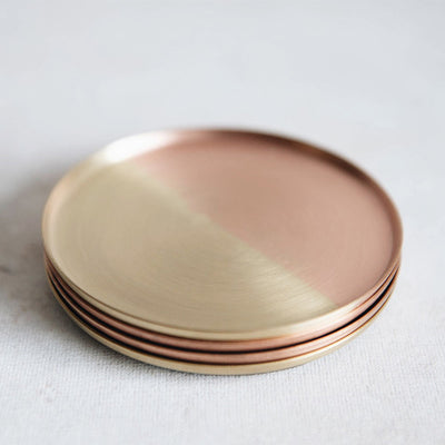Dual Tone Coaster Set - Brass & Copper