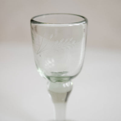 Hand-etched Floral Wine Glass
