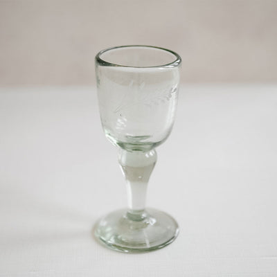 Hand-etched Floral Wine Glass