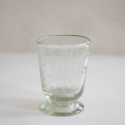 Hand-etched Footed Floral Glassware