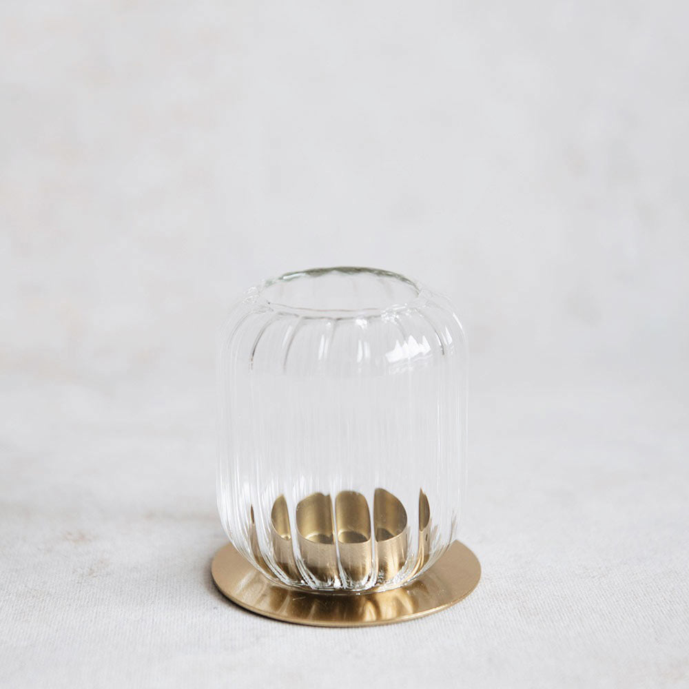 Fluted Glass Tealight Lantern