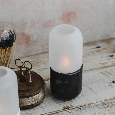 Marble & Frosted Glass Candle Holder