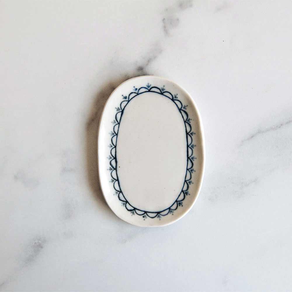 Hand-painted Porcelain Oval Tray - Indigo