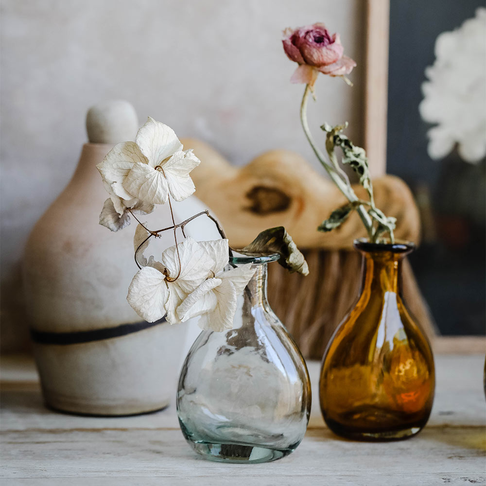 Petite Handblown Glass Bud Vase - Amber