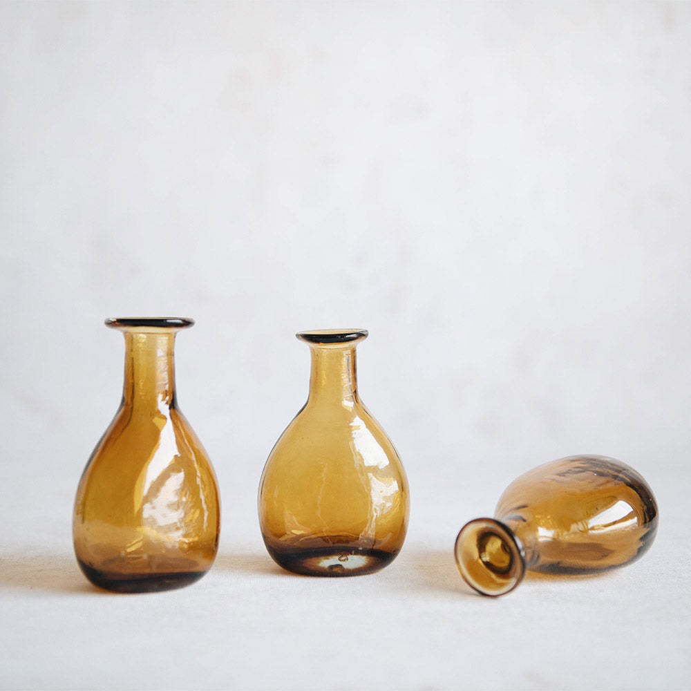 Petite Handblown Glass Bud Vase - Amber