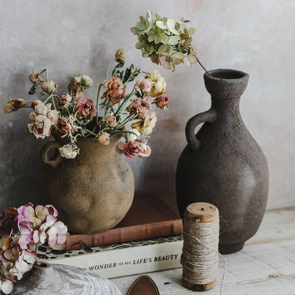 Rustic Clay Vase - Dark