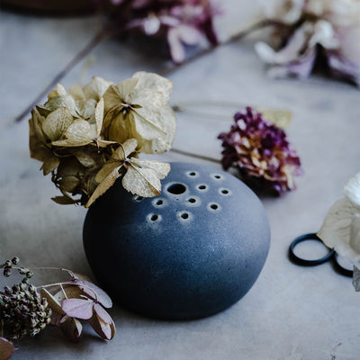 Simple Ceramic Flower Frog - Dark