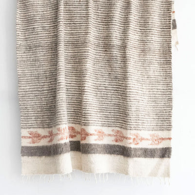 Hand Loomed Blanket - Grey/Cayenne