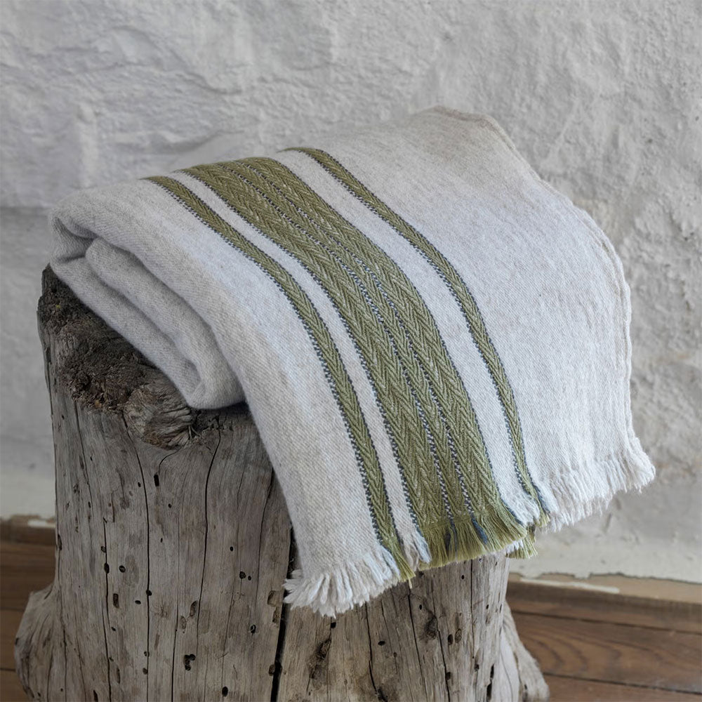 Wool Blend Throw - Olive Accent