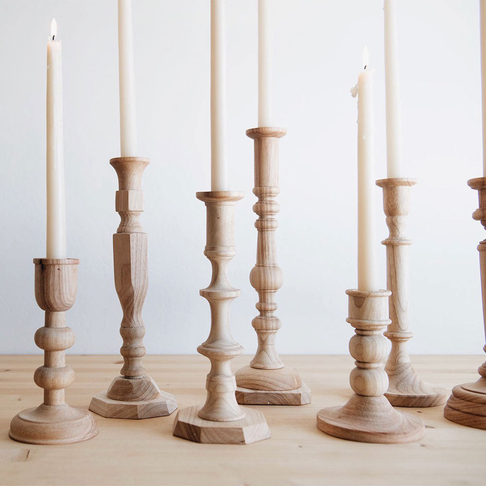 Aglow Wooden Candlesticks
