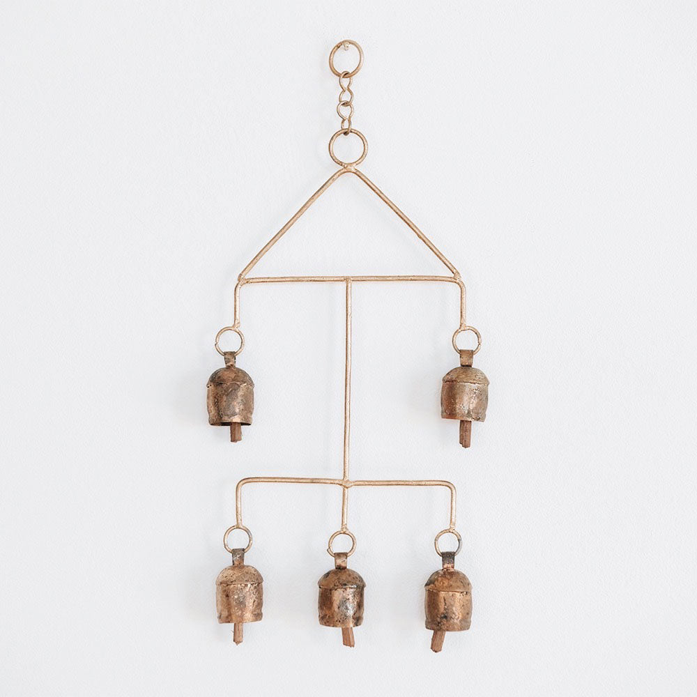 Handmade Copper Bell Chime - Geometric