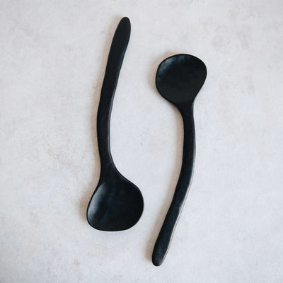 Flat Black Hand Carved Spoon
