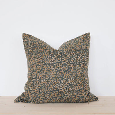 Linen Hand Block-Printed Pillow Cover No. 0508