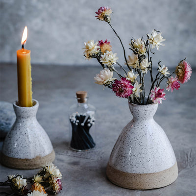 Ceramic Taper Candle Holder & Bud Vase In One