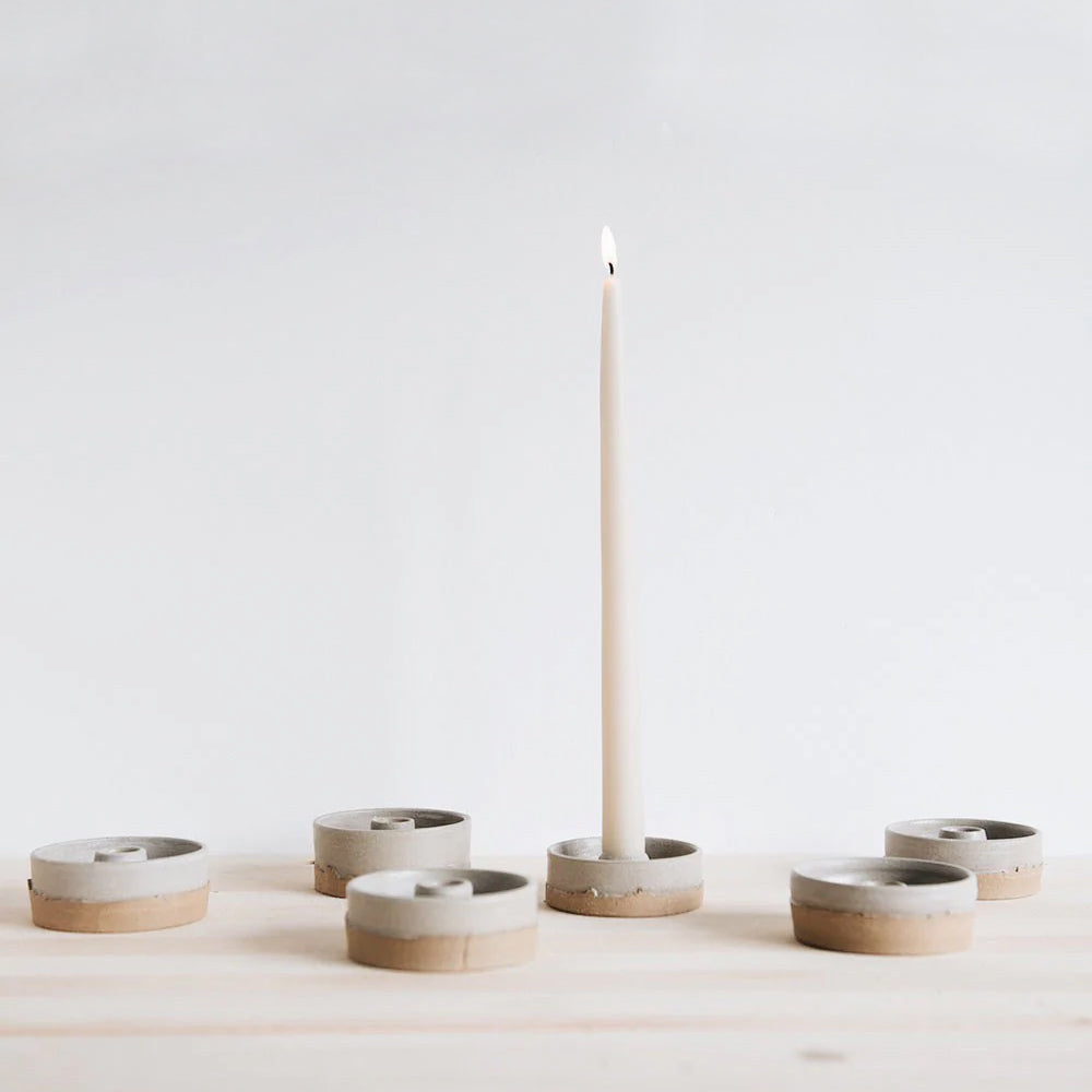 Simple Ceramic Candle Holder - Grey