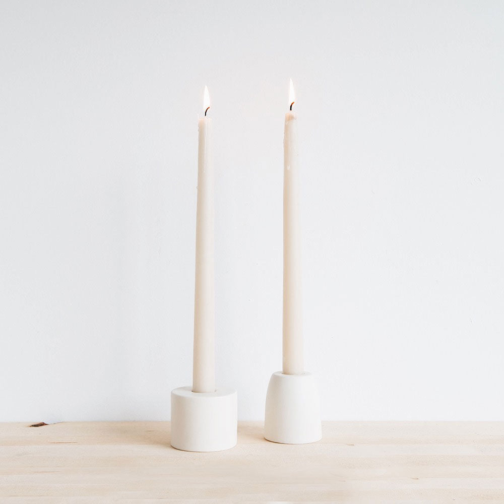 Ceramic Taper Candle Block Set - White
