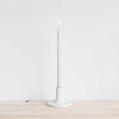 Ceramic Taper Candlestick - White