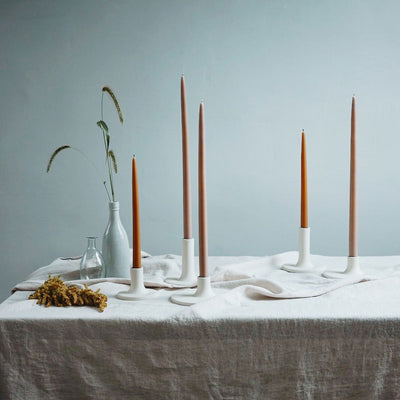 Ceramic Taper Candlestick - White