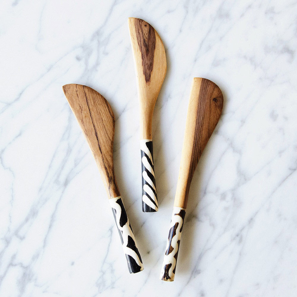 Wild Olive Wood Cheese Spreader Knife