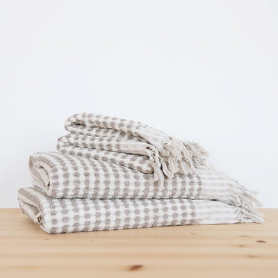 Hand-loomed Turkish Cotton Towel - Taupe Dots