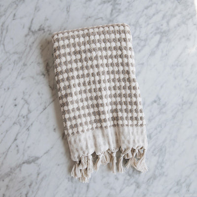 Hand-loomed Turkish Cotton Towel - Taupe Dots