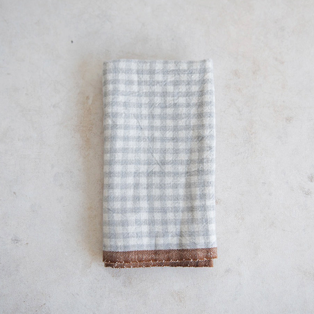 Gingham Linen Dish Towel - Dusty Blue –