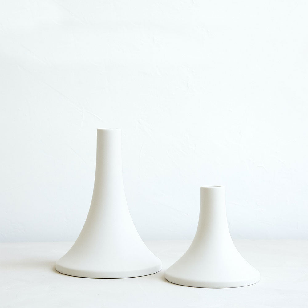 Grand Ceramic Taper Candlestick - White