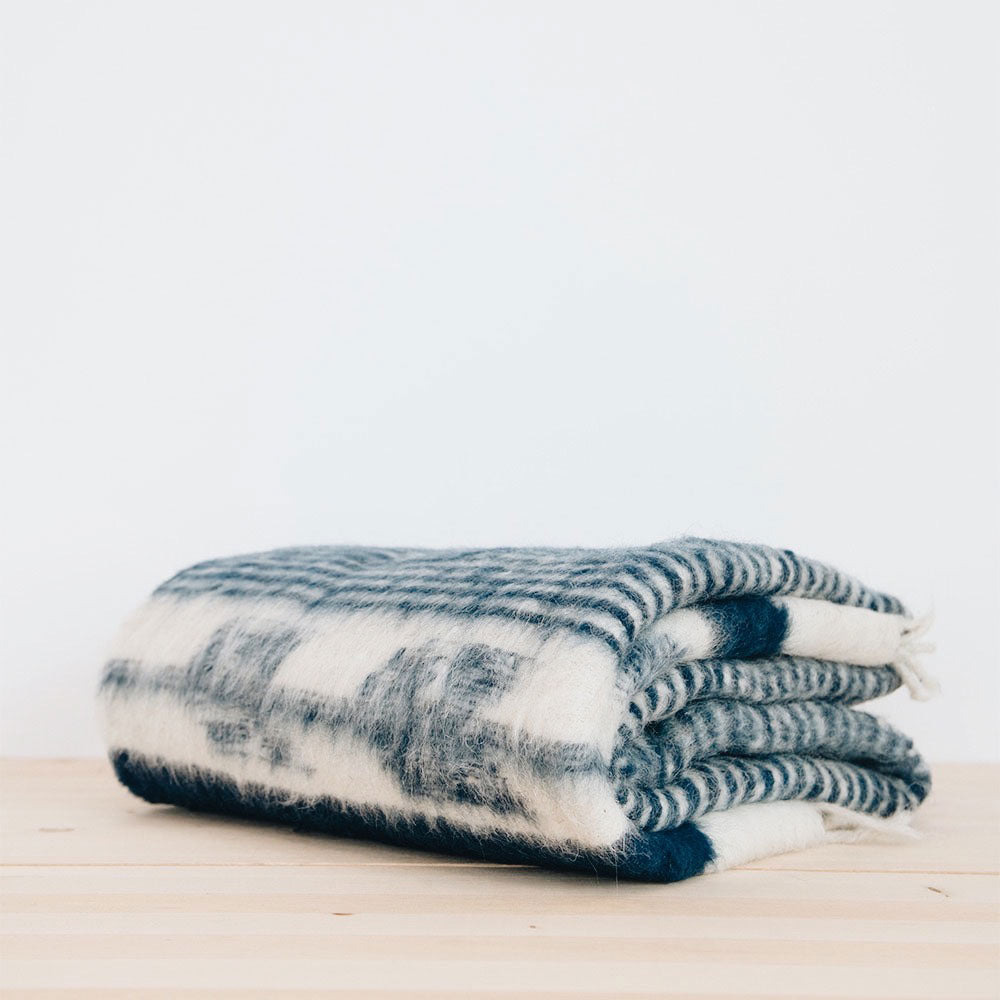 Hand Loomed Blanket - Indigo