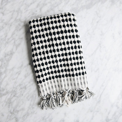 Hand-loomed Turkish Cotton Towel - Black Dots