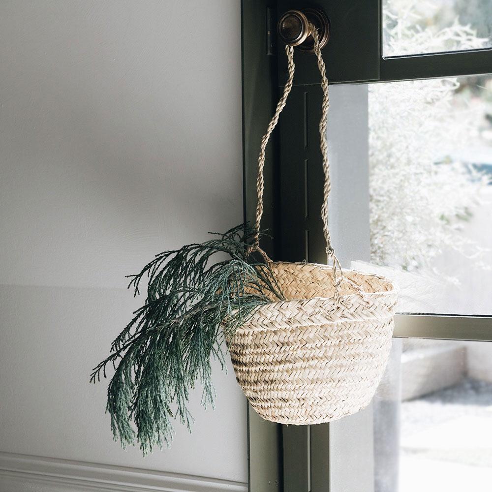 Palm Leaf Hanging Basket