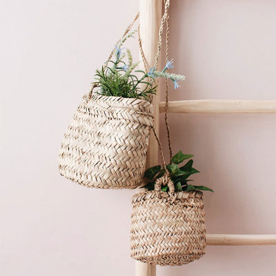 Palm Leaf Hanging Basket