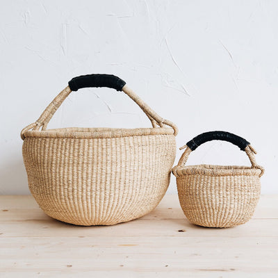 Mama & Mini Bolga Basket Set - Black Leather