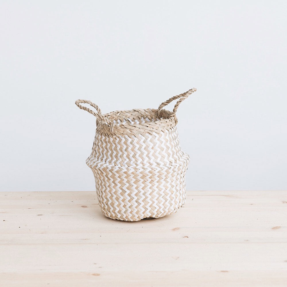 Mini Belly Basket - White Zigzag