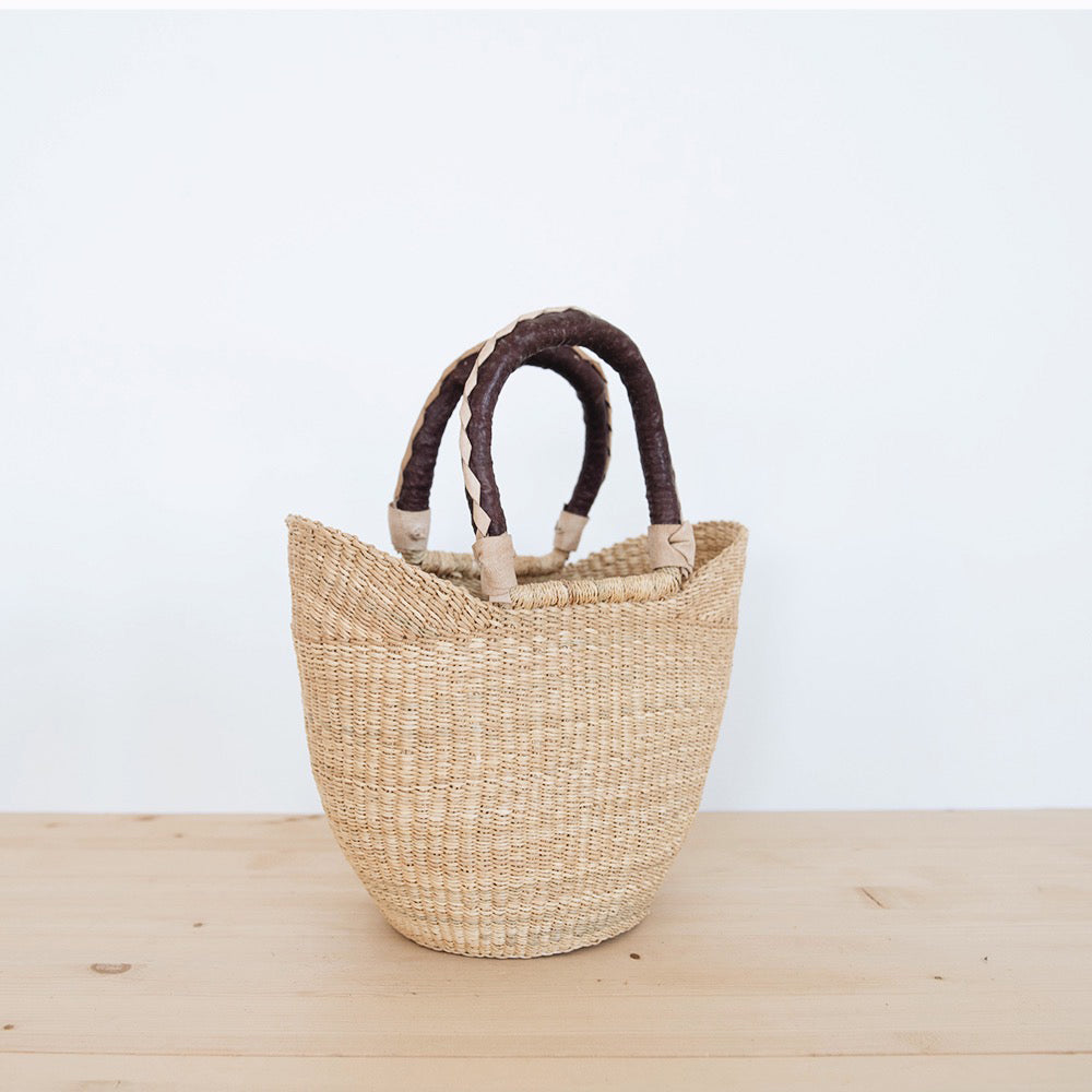 Petite Natural U-Shopper with Leather Handles