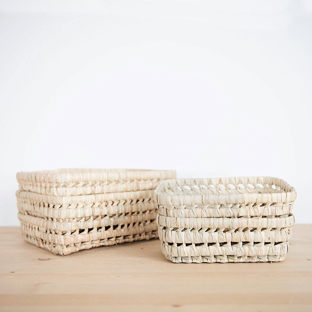Open Weave Palm Leaf Table Basket