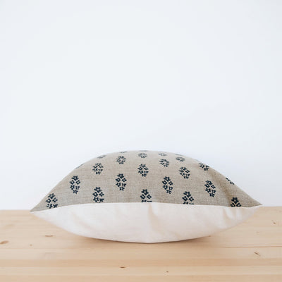 Linen Hand Block-Printed Pillow Cover No. 0222