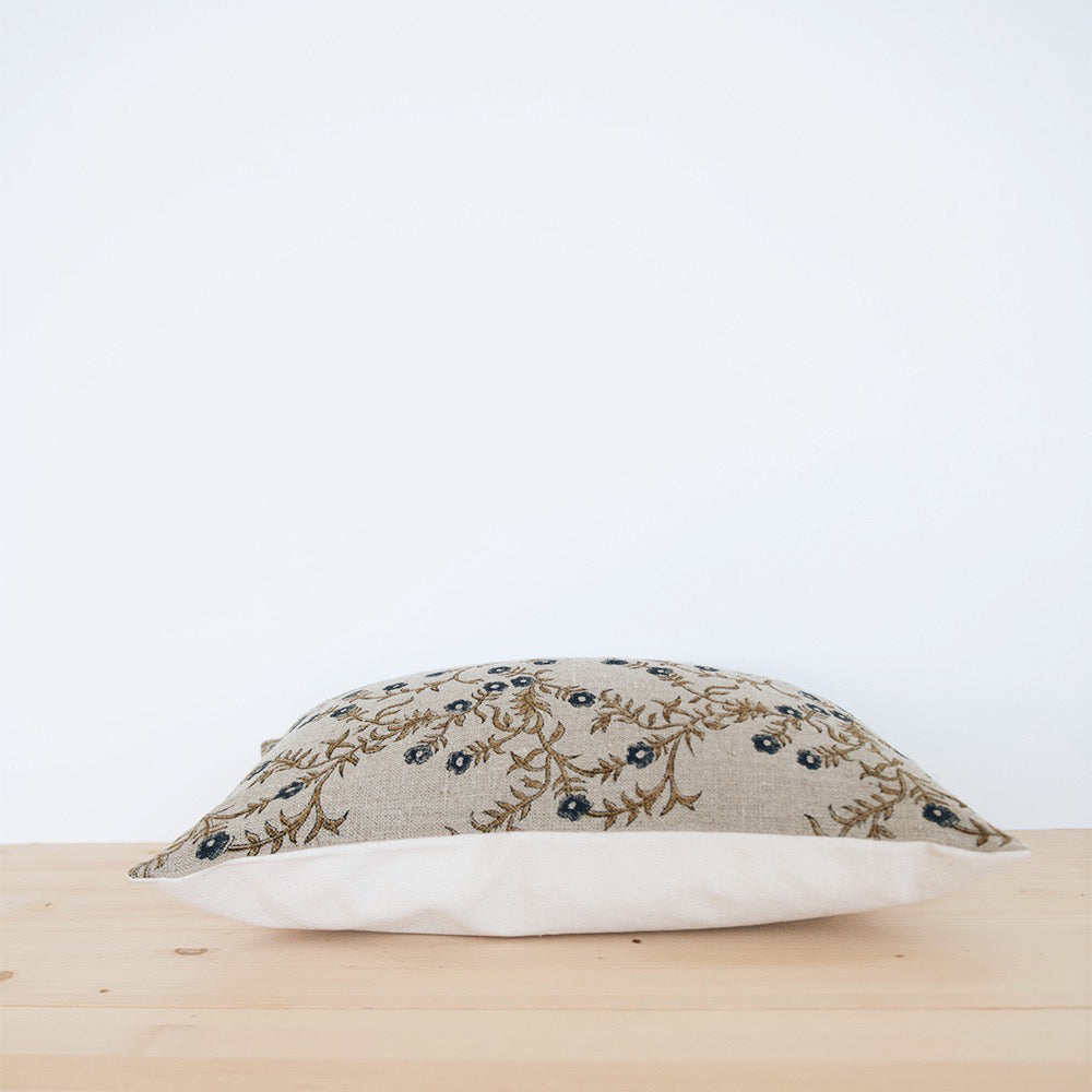Linen Hand Block-Printed Pillow Cover No. 0223