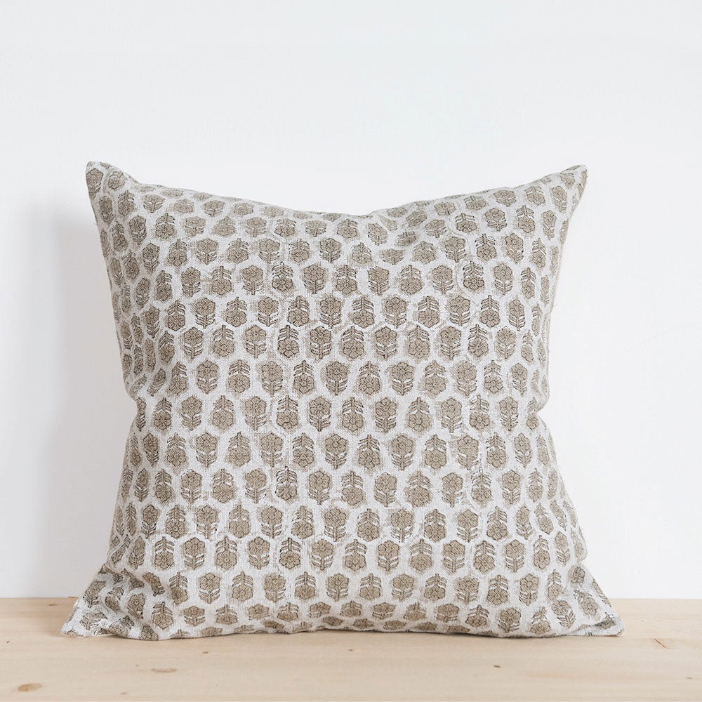 Linen Hand Block-Printed Pillow Cover No. 0270