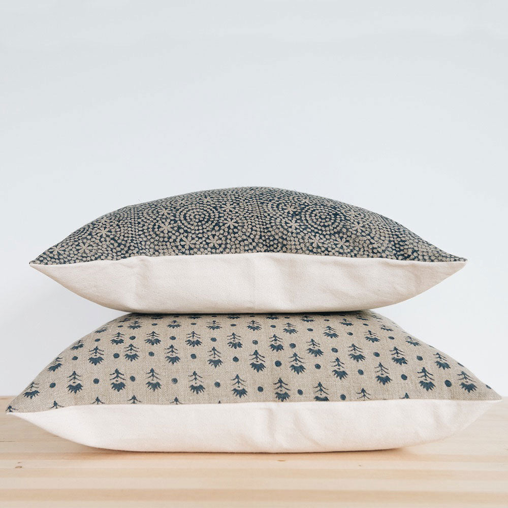 Linen Hand Block-Printed Pillow Cover No. 0520