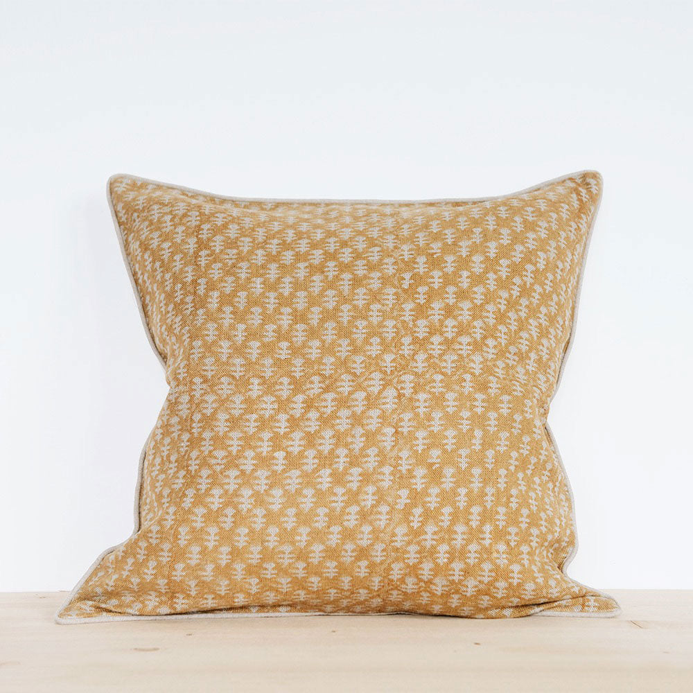 Linen Hand Block-Printed Pillow Cover Set No. 0708