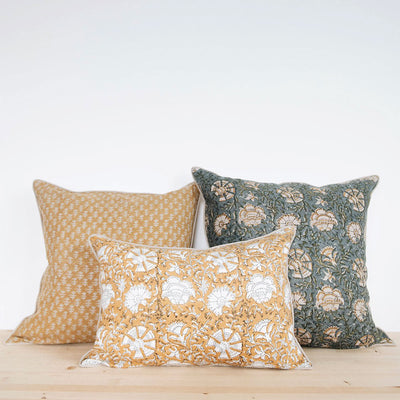 Linen Hand Block-Printed Pillow Cover No. 0707