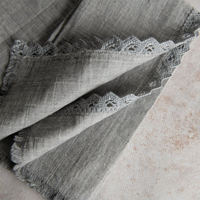 Pointelle Lace Table Textiles - Grey