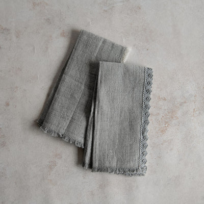 Pointelle Lace Table Textiles - Grey