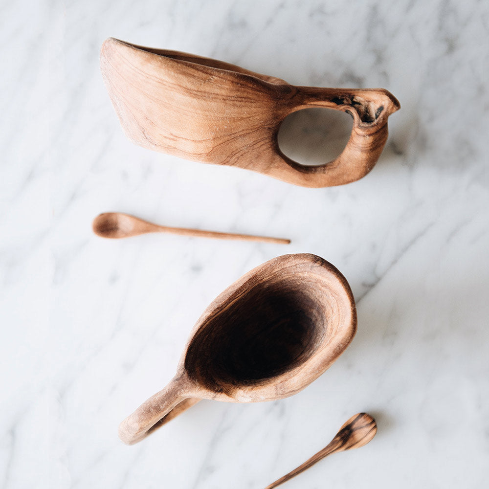 Wild Olive Wood Spice Bowl & Spoon